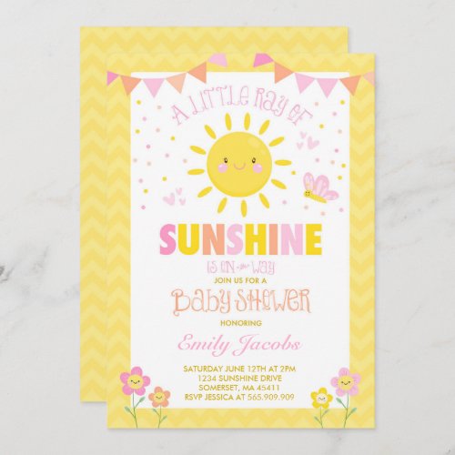 Sunshine Baby Shower Invitation Girl Baby Shower