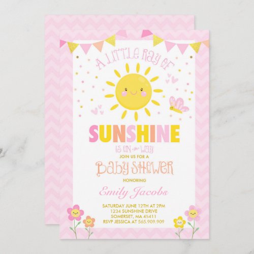 Sunshine Baby Shower Invitation Girl Baby Shower