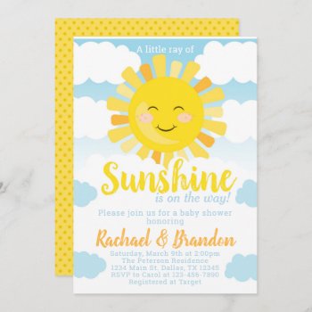 Sunshine Baby Shower Invitation Invite by PerfectPrintableCo at Zazzle