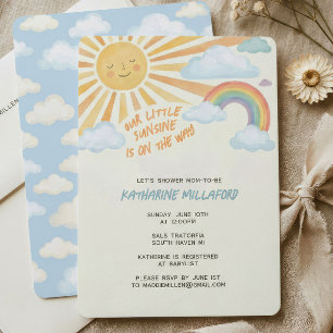 Sunshine Baby Shower Invitation Rainbow Theme