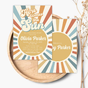 Sunshine Baby Shower Invitation Retro Vintage