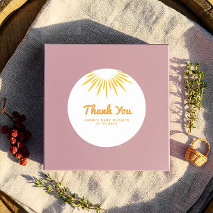 Sunshine Baby Shower Minimalist Thank You Classic Round Sticker