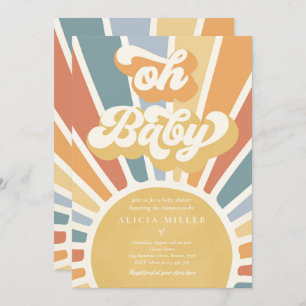 Sunshine Baby Shower Muted Boho Retro Sunshine Invitation