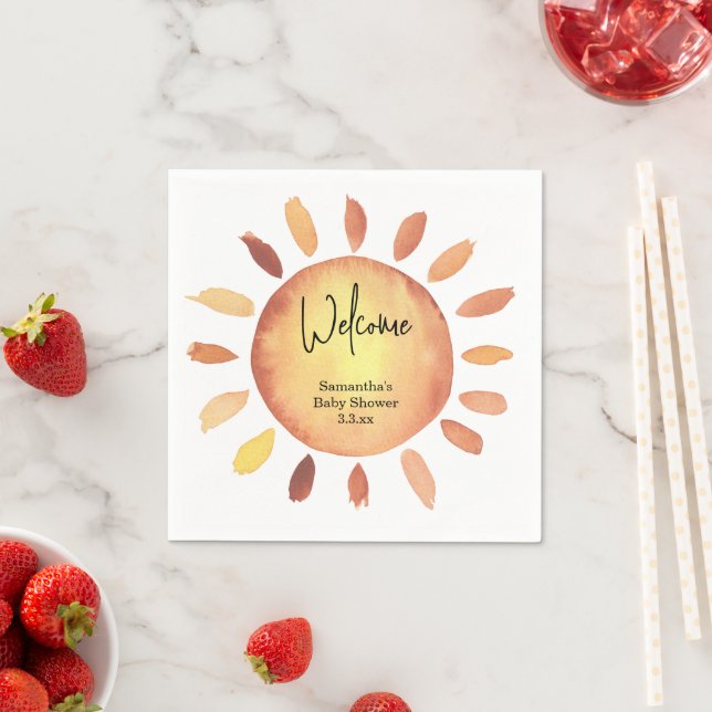 Sunshine baby shower napkins (Insitu)