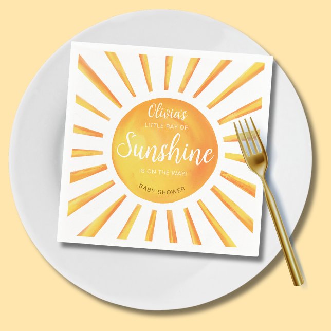 Sunshine Baby Shower Napkins (Little Ray of Sunshine Baby Shower paper napkins)