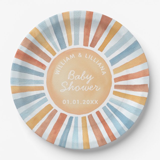 Sunshine Baby Shower Paper Plates (Front)
