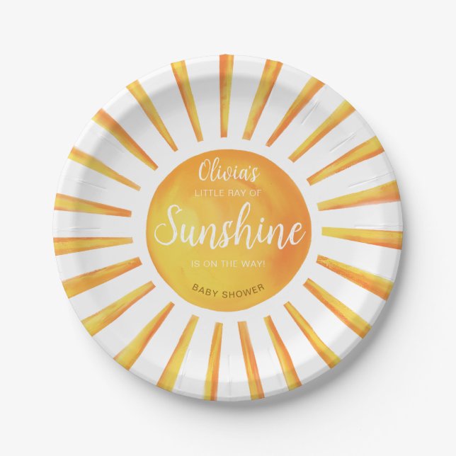 Sunshine Baby Shower Paper Plates (Front)