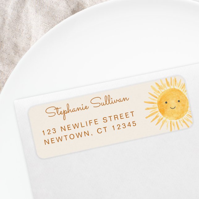 Sunshine Baby Shower Return Address Label (Creator Uploaded)