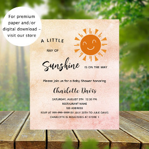Sunshine Baby Shower sun girl budget invitation