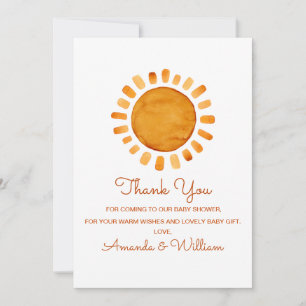 Sunshine Baby Shower Thank You  Card