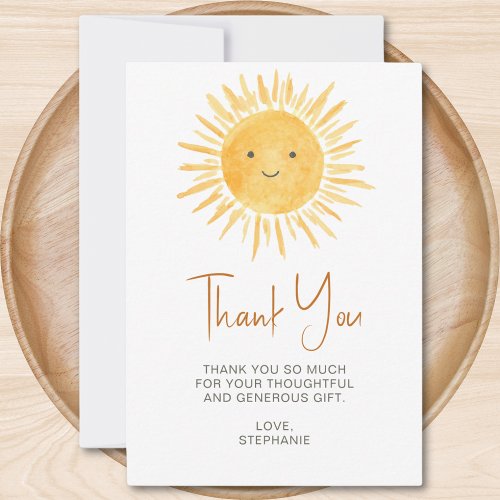 Sunshine Baby Shower Thank You Card