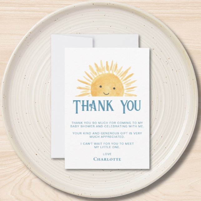 Sunshine Baby Shower  Thank You Card (Creator Uploaded)