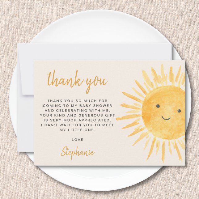 Sunshine Baby Shower  Thank You Card (Creator Uploaded)