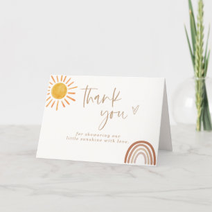 Sunshine Baby Shower Thank You Card, Rainbow Baby  Card