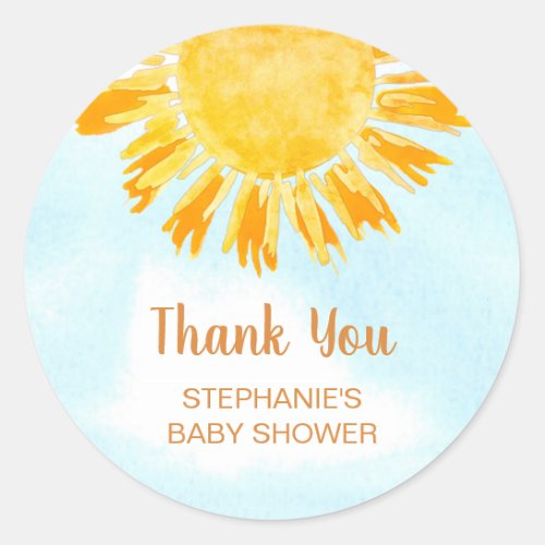 Sunshine Baby Shower Thank You Classic Round Sticker