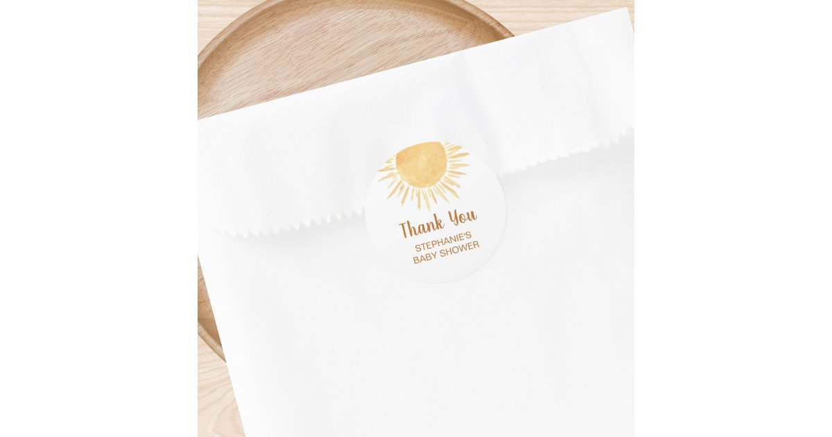 Sunshine Baby Shower Thank You Classic Round Sticker | Zazzle