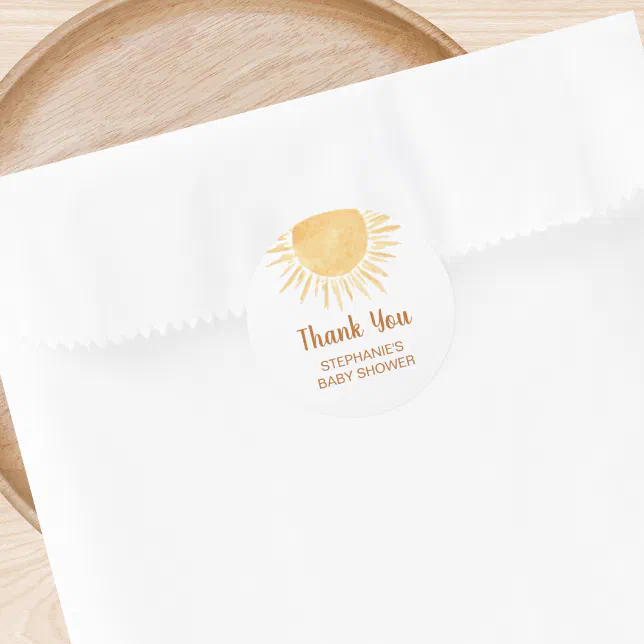 Sunshine Baby Shower Thank You Classic Round Sticker | Zazzle