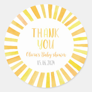 Sunshine Baby Shower Thank You Classic Round Sticker