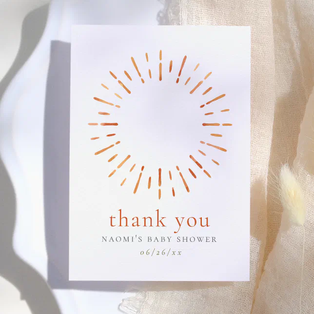 Sunshine Baby Shower Thank You Favor Enclosure Card | Zazzle
