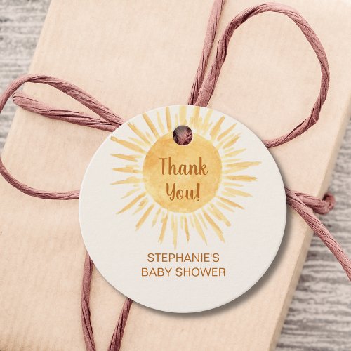 Sunshine Baby Shower Thank You Favor Tags