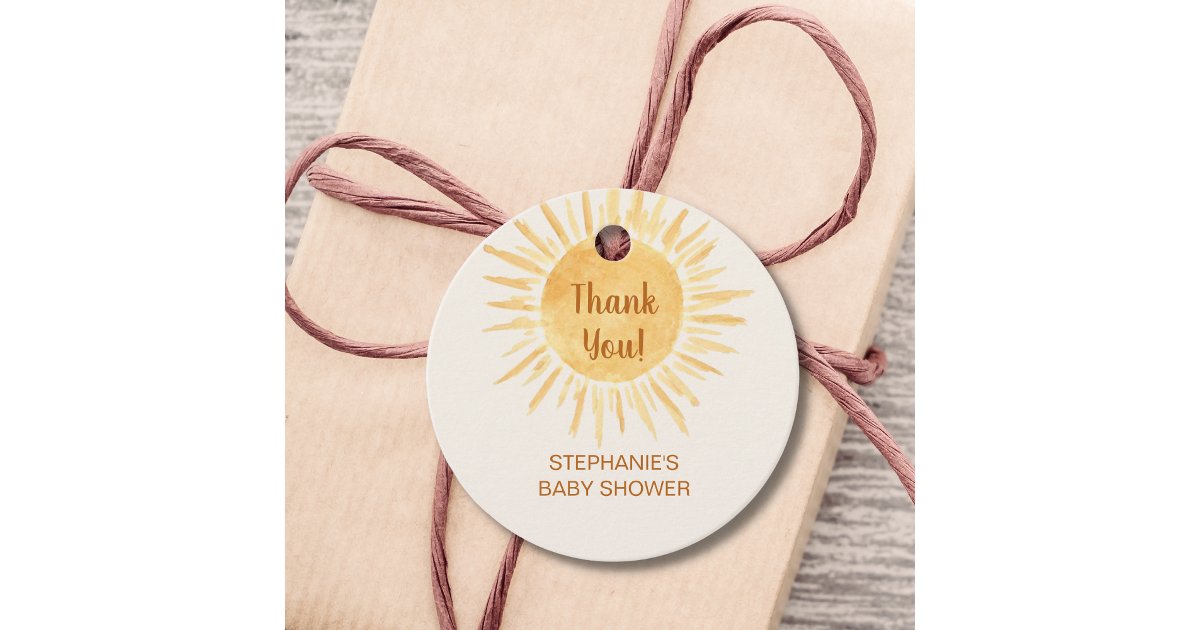 Sunshine Baby Shower Thank You Favor Tags | Zazzle