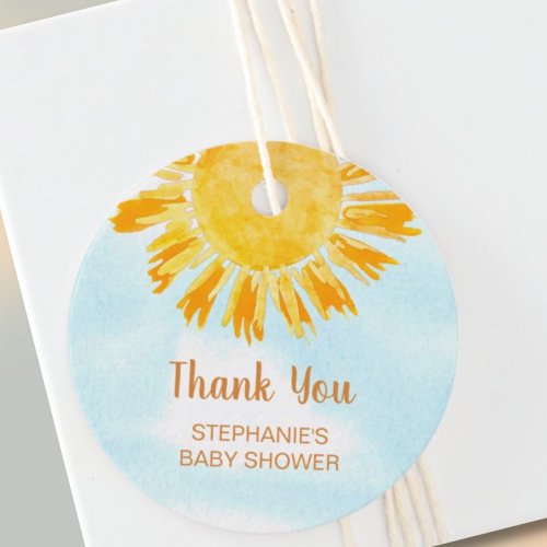 Sunshine Baby Shower Thank You Favor Tags