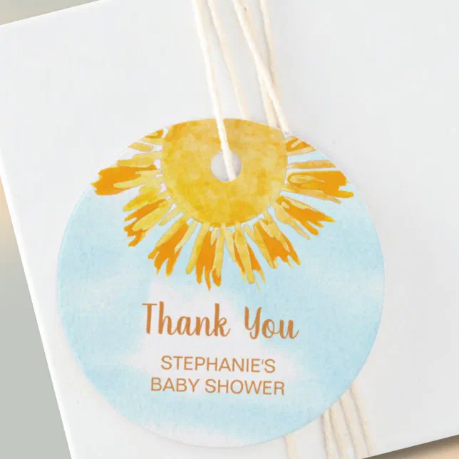 Sunshine Baby Shower Thank You Favor Tags | Zazzle