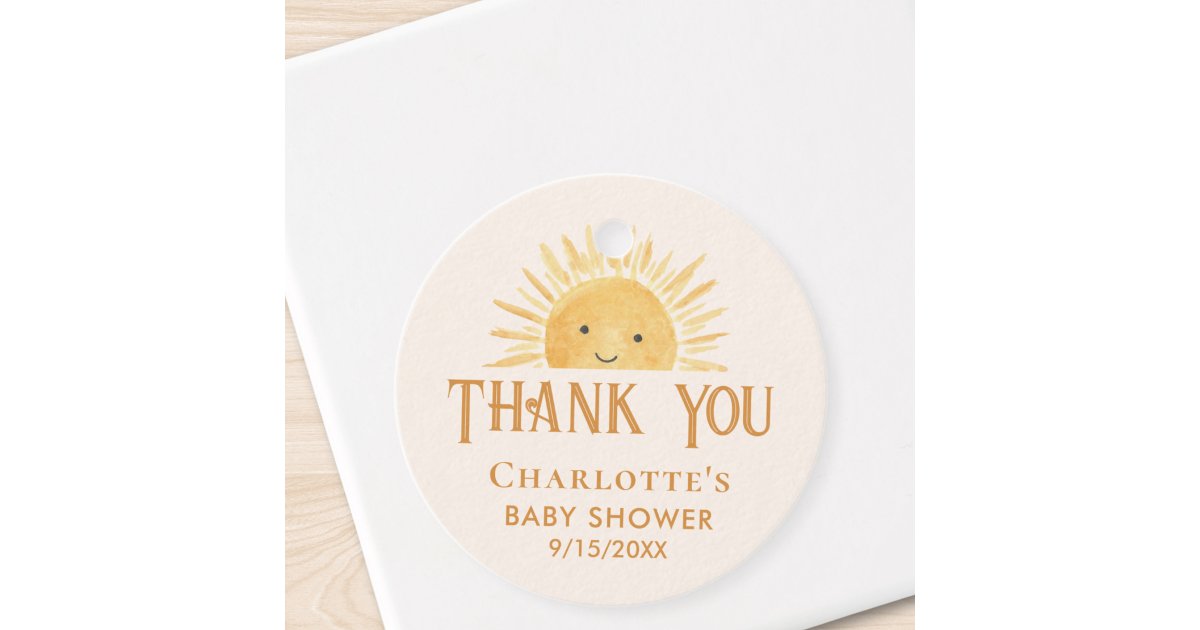 Sunshine Baby Shower Thank You Favor Tags | Zazzle