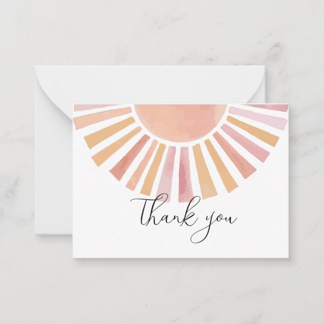 Sunshine Baby Shower thank you Note Card (Front)
