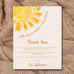 Sunshine Baby Shower Thank You Postcard<br><div class="desc">This baby shower thank you card features the text "A little ray of sunshine is almost here!" with a yellow watercolor sun on a soft cream background. Perfect for a gender-neutral baby shower. Easily customizable. Use the Design Tool to change the text size, style, or color. Because we create our...</div>