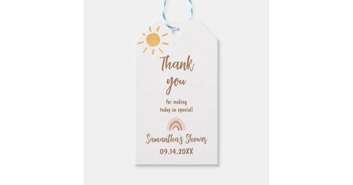 Sunshine Baby Shower Thank you Tag | Zazzle