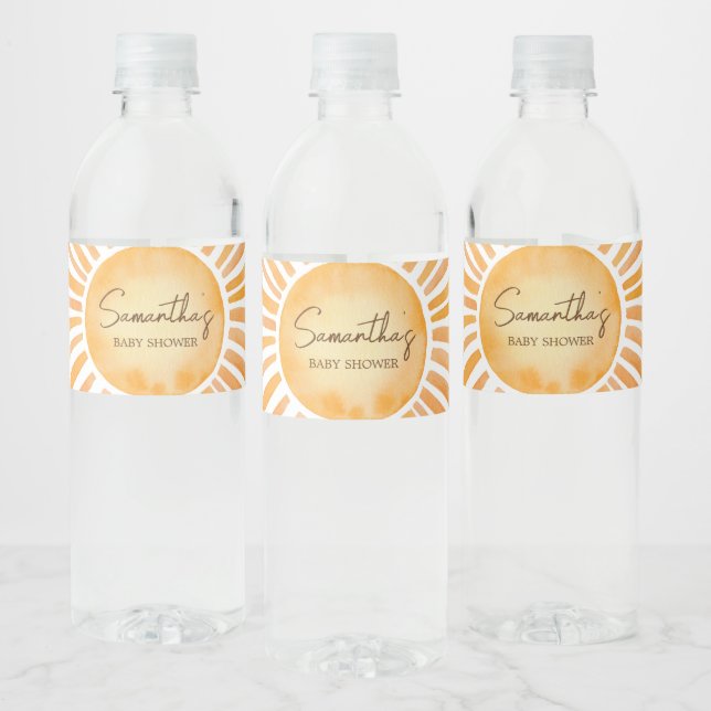 Sunshine Baby Shower  Water Bottle Label (Bottles)
