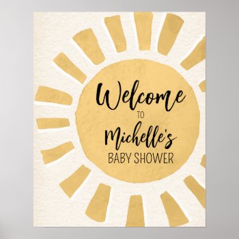 Sunshine Baby Shower Welcome Poster by PuggyPrints at Zazzle