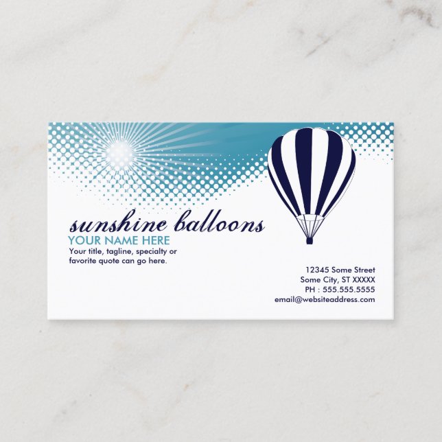 sunshine balloons business card (Front)