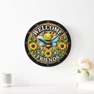 Sunshine Bee Welcome Friends Large Clock