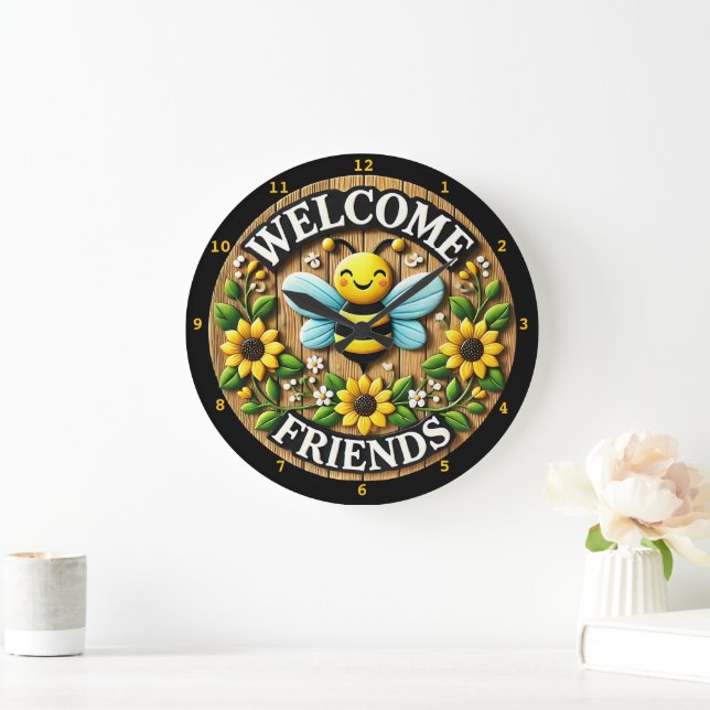  Sunshine Bee Welcome Friends Large Clock (Home)