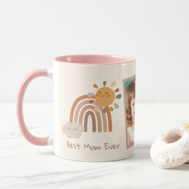 Sunshine Best Mom Ever Rainbow Retro Mug (With Donut)