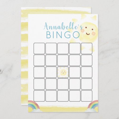 Sunshine Birthday Bingo Game Card