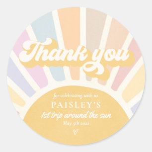 Sunshine Birthday Boho 1st Trip Around The Sun Classic Round Sticker