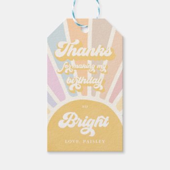 Sunshine Birthday Boho 1st Trip Around The Sun Gift Tags by PixelPerfectionParty at Zazzle