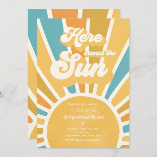 Sunshine Birthday Boho 1st Trip Around The Sun Invitation