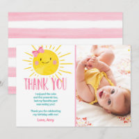 Sunshine Birthday Girl Thank You Card Summer