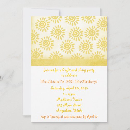 Sunshine Birthday Invitation