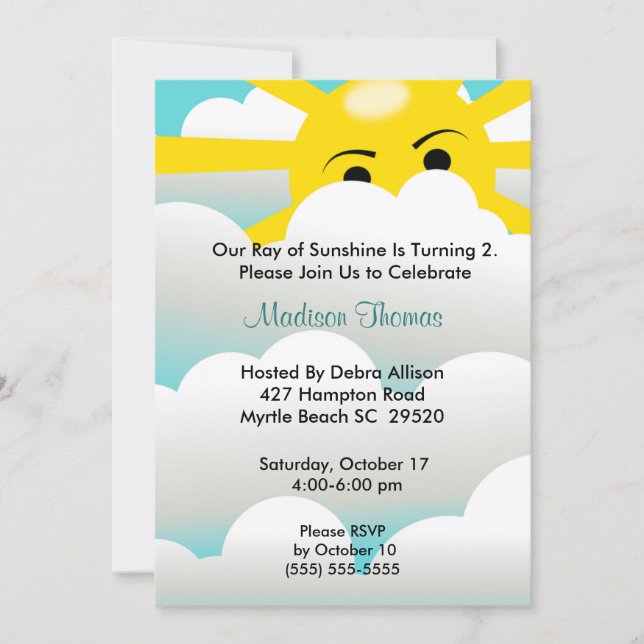 Sunshine Birthday Invitation (Front)