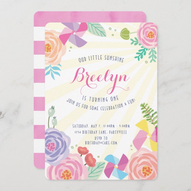 Sunshine Birthday Invitation (Front/Back)
