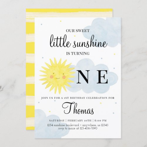 Sunshine Birthday Invitation for Boy or Girl