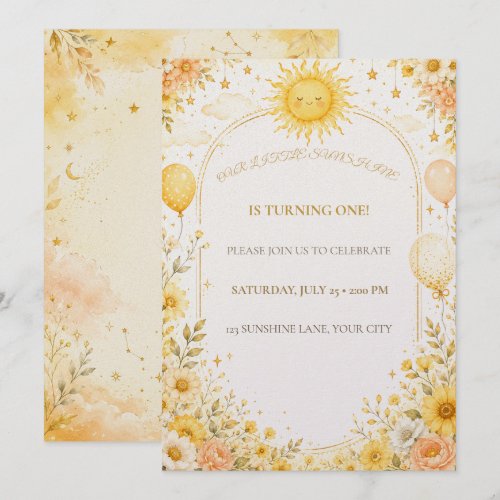 Sunshine Birthday Invitation | Our Little Sunshine
