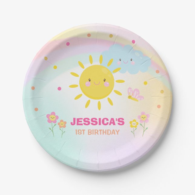 Sunshine Birthday Paper Plate Our Little Sunshine (Front)