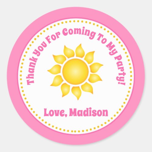 Sunshine Birthday Party Favor Stickers