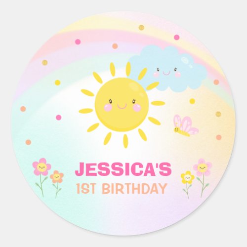 Sunshine Birthday Party Favor Tag Sticker Seal